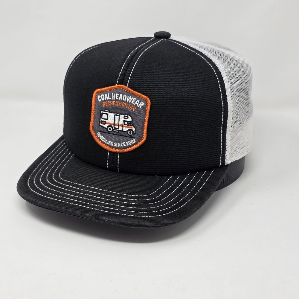 COAL Headwear Recreation Division RV Rambling‎ Trucker Hat Snapback Black White